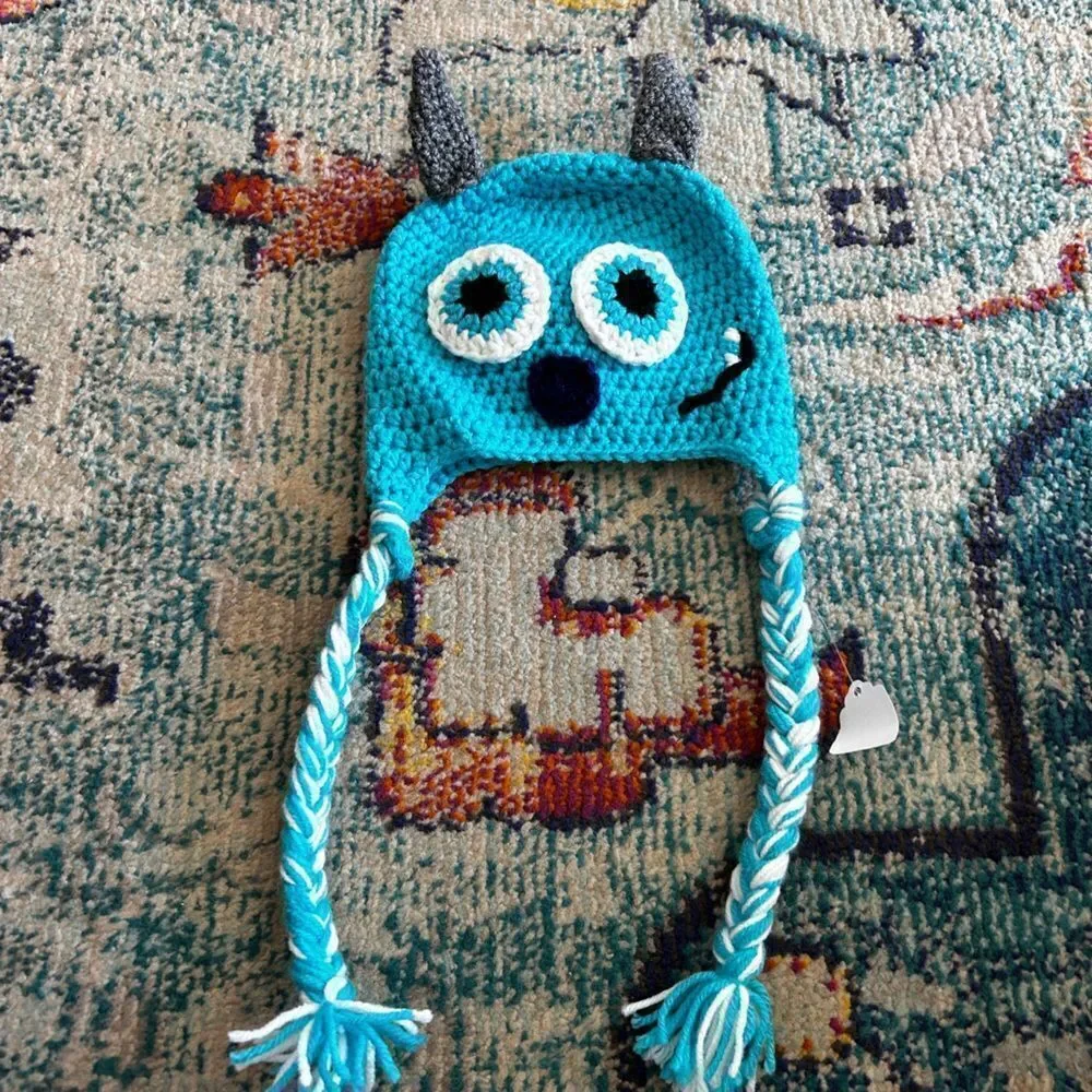 Handmade knit hat Rosie for child cute monster